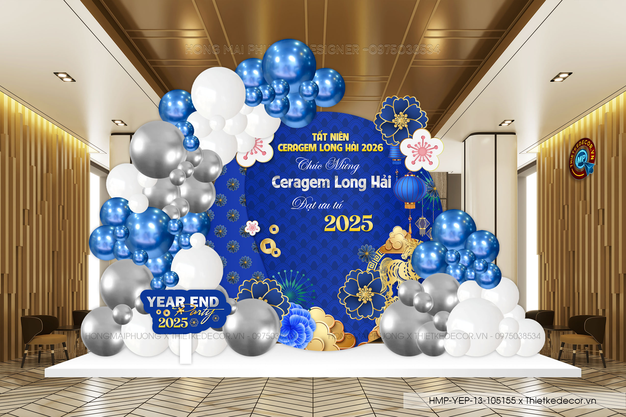 File thiết kế tiệc Tất niên 2025, Year End Party 2025 tone xanh dương sang trọng